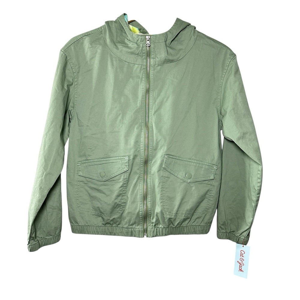 Cat & Jack Green Hooded Jacket XL 14/16 Boys NWT Lightweight Zip Up Sage‎